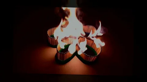 A number of matches ignited from one another Stock Footage 75544017