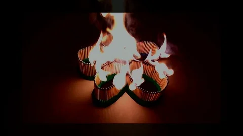A number of matches ignited from one another Stock Footage 75545169