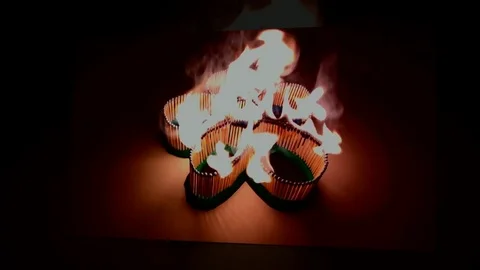 A number of matches ignited from one another Stock Footage 75549258