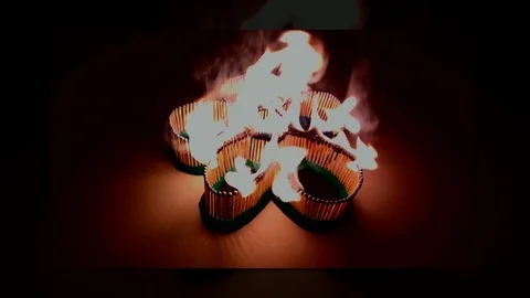 A number of matches ignited from one another Stock Footage 75550858