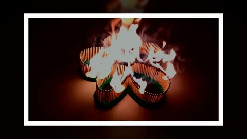 A number of matches ignited from one another Stock Footage 75554959