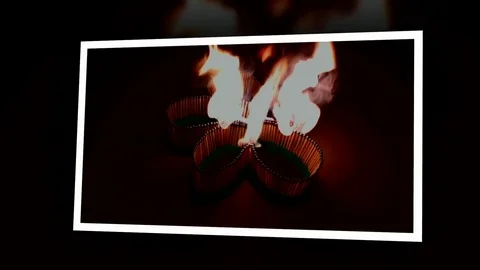 A number of matches ignited from one another Stock Footage 75556656
