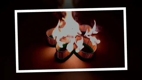 A number of matches ignited from one another Stock Footage 75560640