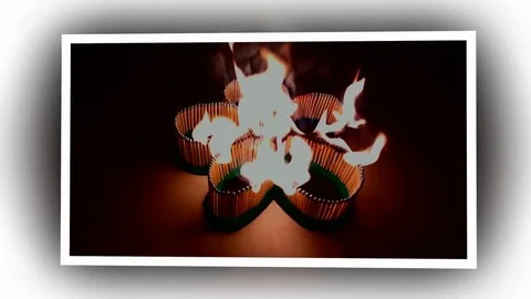 A number of matches ignited from one another Stock Footage 75578714