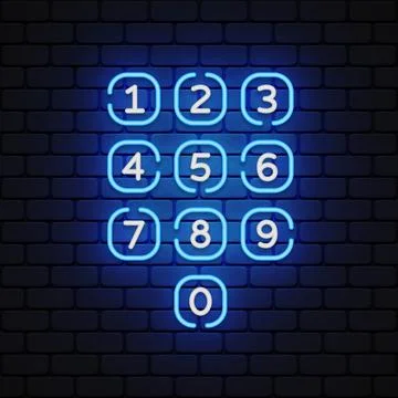 Number neon on light background. Vector illustration. Ui design. Telephone sign Stock Illustration