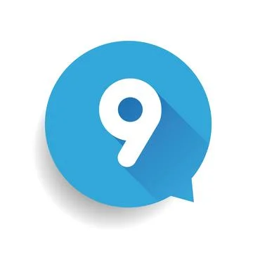 Number nine 9 speech bubble blue Stock Illustration