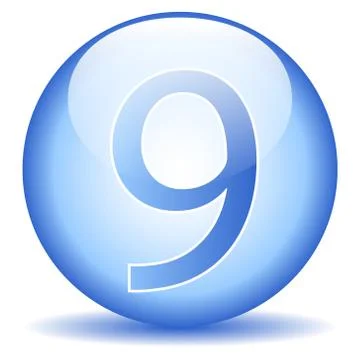 Number nine button Ilustração Stock