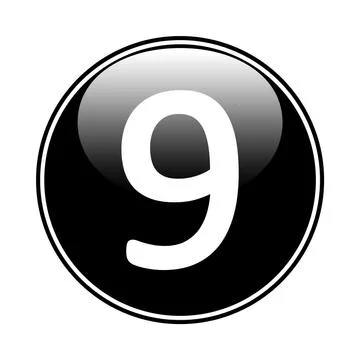 Number nine button. Ilustração Stock