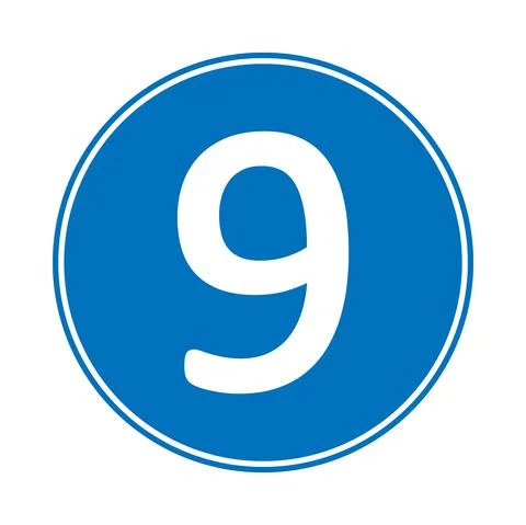 Number nine button. Ilustração Stock