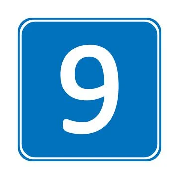 Number nine button. Ilustração Stock