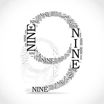 Number nine created from text Stock Illustration