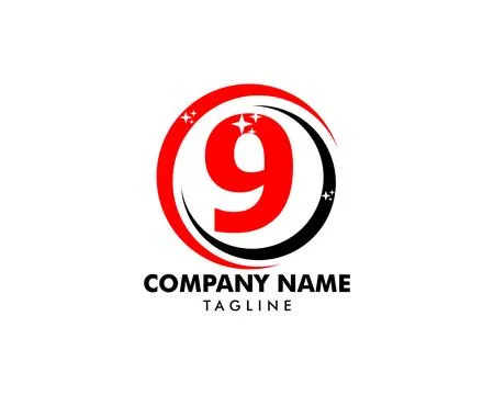 Number nine logo, Logo 9 vector template Stock Illustration