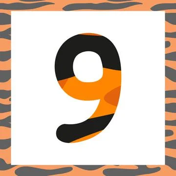 Number nine with tiger pattern Stock Illustration
