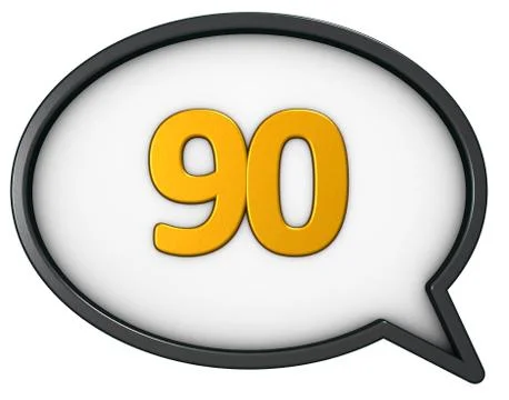 Number ninety in speech bubble - 3d rendering Stock-Illustration