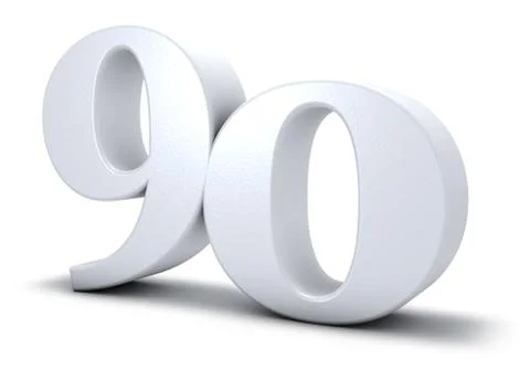Number ninety on white background - 3d rendering Stock Illustration