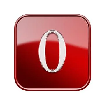 Number null red glossy, isolated on white background Illustrazione stock