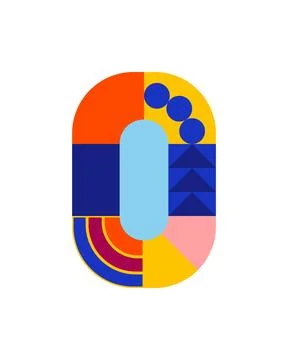 Number, numeral 0, zero with abstract geometric pattern isolated Stockillustratie