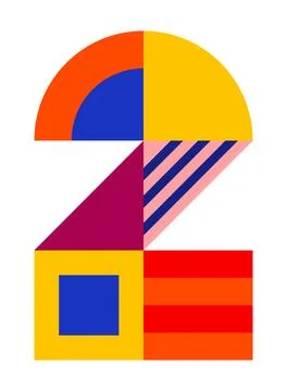 Number, numeral 2, two with abstract geometric pattern illustration Stock Illustration