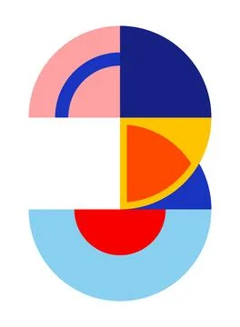 Number, numeral 3, three with abstract geometric pattern illustration Stock Illustration