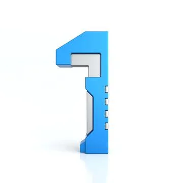 Number one 3D sci-fi logo. Cyber technology abstract texture alphabet font Stock Illustration