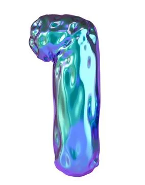 A number one appears in a three-dimensional style with a shiny holographic .. Stock Photos