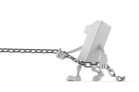 Number one character pulling chain Stock Illustration