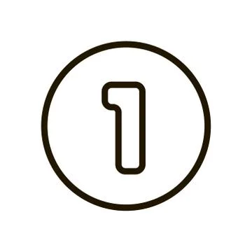Number one in a circle icon on white background. Vector illustration EPS 10. Stock Illustration