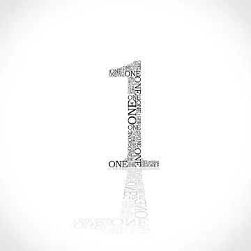 Number one created from text Stock Illustration