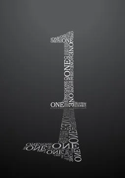 Number one created from text Stock Illustration