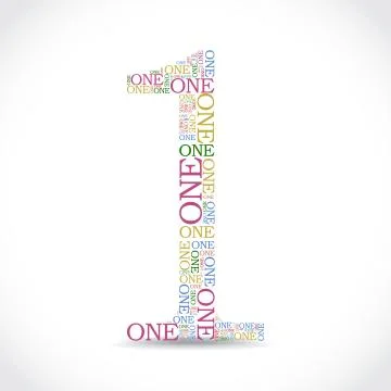 Number one created from text Stock Illustration