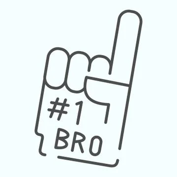 Number one glove thin line icon. Foam finger number 1 vector illustration Stock Illustration