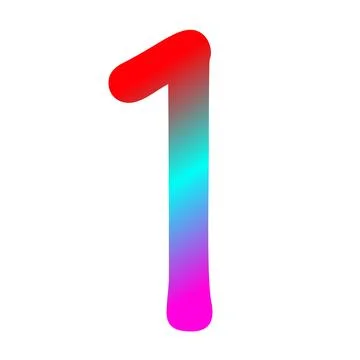 Number one in gradient red, blue, and purple color Stockillustratie