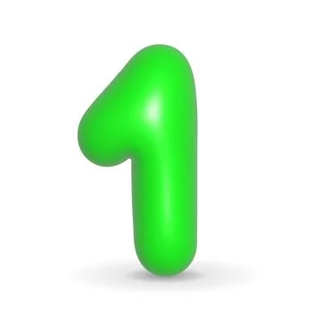 Number One Green Balloon 3d illustration. Realistic design element for events Stock Illustration