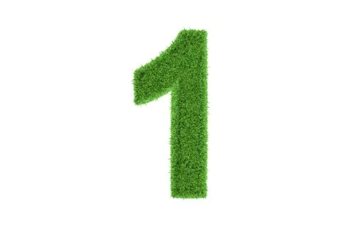 Number one with green grass pattern. on white Stock Illustration