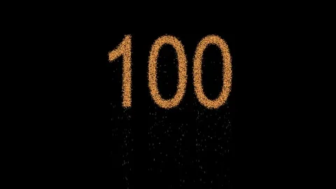 Number one hundred 100 appears from the sand, then crumbles. Alpha channel Stock-Footage 84159941