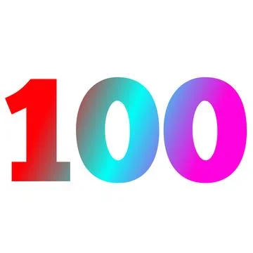Number one hundred in gradient red, blue, and purple color Stock Illustration