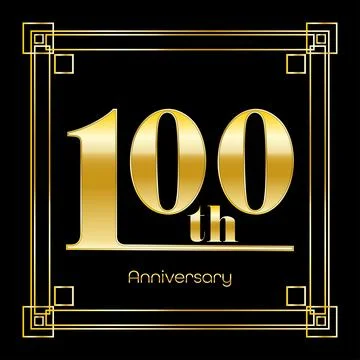 Number One hundred Logo Design With Square Ornament, luxury golden design Stock Illustration