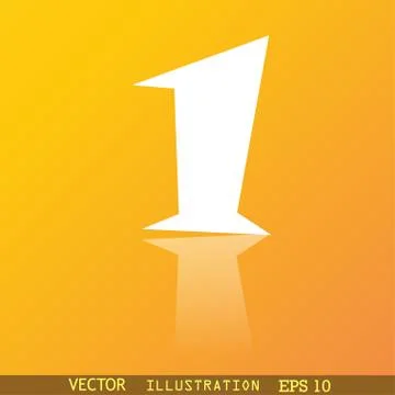 Number one icon symbol Flat modern web design with reflection and space for y Stock Illustration