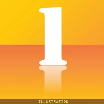 Number one icon symbol Flat modern web design with reflection and space for your Stock Illustration