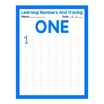 Number One Learning Number And Tracing Stock Illustration