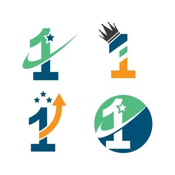 Number one logo vector icon design 库存插图