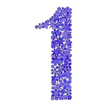 Number one made of flowers. Stock Illustration