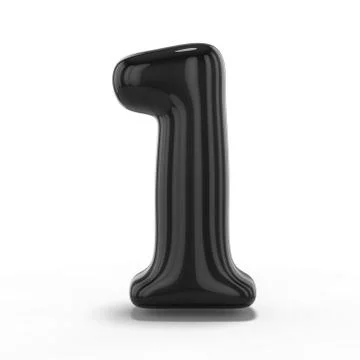 Number one made of inflatable balloon isolated on white background. 3D Illustrazione stock