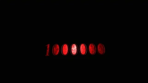 Number one million, red, animated with departures and movements on a black Stock Footage 157729802