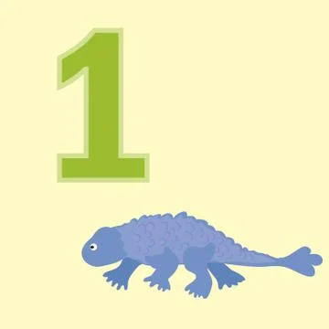 Number one. One dinosaur (ankylosaur). Stock Illustration