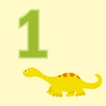 Number one. One dinosaur (Diplodocus). Stock-Illustration