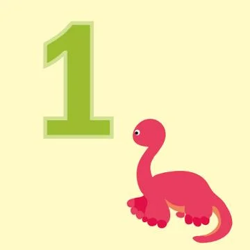 Number one. One dinosaur (Diplodocus). Stock Illustration
