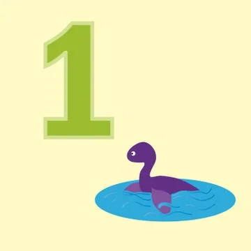 Number one. One dinosaur. Stock Illustration