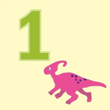 Number one. One dinosaur (Sauroloph ). Stock Illustration