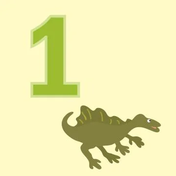 Number one. One dinosaur (Spinosaur). Stock Illustration
